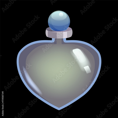 Fantasy Potion Bottle Illustration, glass flask icon. Ui game assets