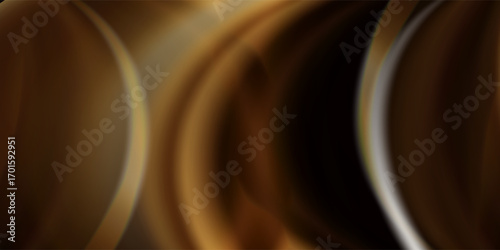 Abstract dark wave background with glowing curved lines, futuristic light streaks,modern texture in brown and gold gradient, digital art design.