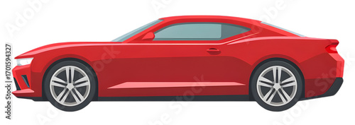 Red sports car isolated on transparent background