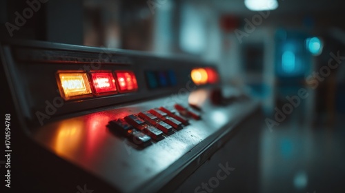 Retro Control Panel with Glowing Lights