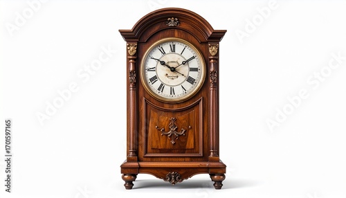 old wooden wall clock on white 