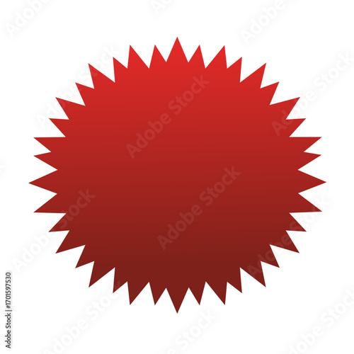 Red Starburst Sticker Design With Spiked Edges For Sale, Promotion Or Discount Offer