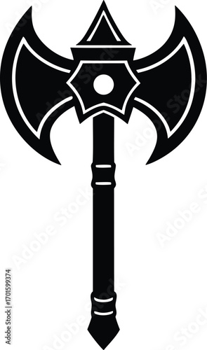Fantasy axe vector icon.