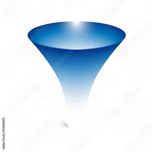 3d rendered blue gradient funnel shape isolated on transparent background