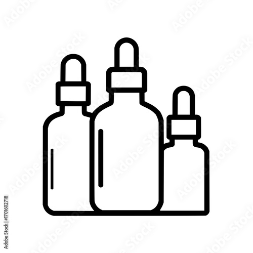 Essential oil bottles vector illustration for aromatherapy serum dropper skincare product design icon set