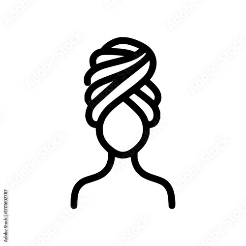 Woman with towel wrap on head after shower vector icon illustration for beauty and spa treatment concept