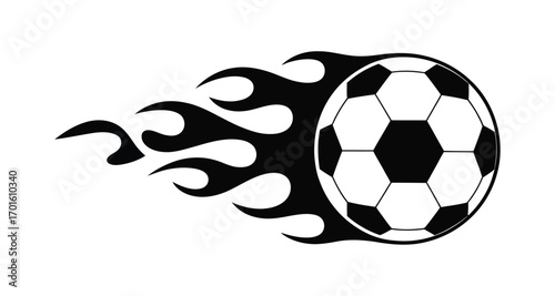 Flaming Soccer Ball Illustration – Dynamic Football Vector, Fiery Motion Effect, Sports Icon, Game Symbol, Energy Concept, Fast Action, Graphic Design Element for Web, Print, Digital Projects
