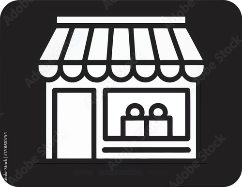 Online Storefront in Smartphone Icon Vector Shopfront Graphic Minimal Style for Ecommerce App Web Store User Interface Templates Clean High Resolution Asset
