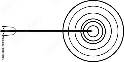 Black arrow hitting target bullseye graphic dart archery