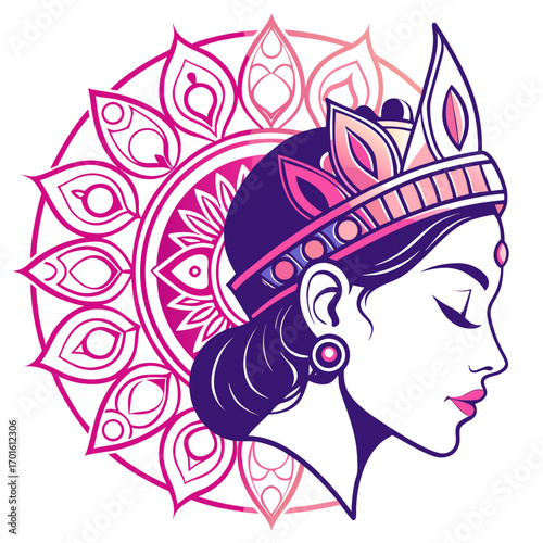 Elegant woman with crown and mandala