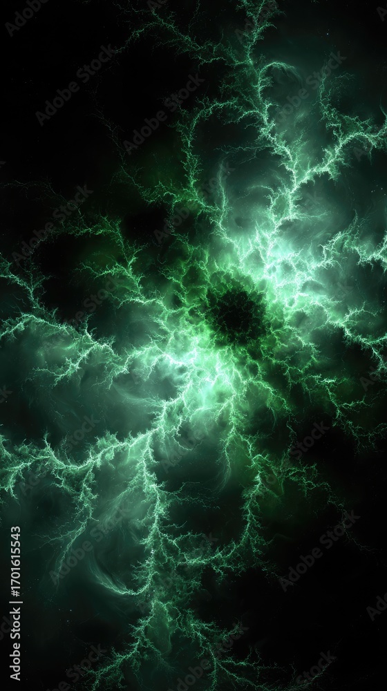 Obraz premium Abstract Glowing Green Space Nebula
