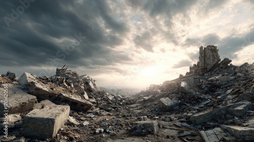 Post-Apocalyptic City Ruins Landscape