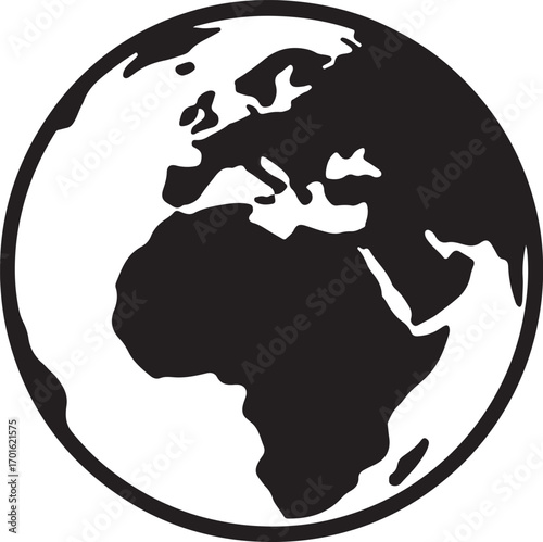 Silhouette vector of planet Earth, perfect for global, environmental, and space designs.