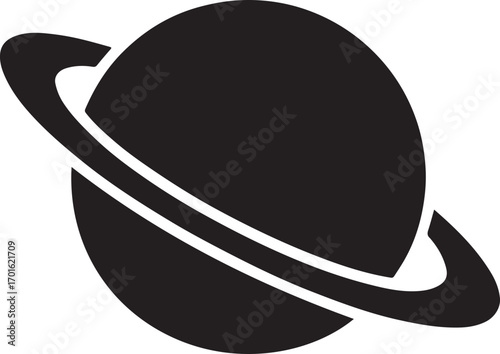 Silhouette vector of planet Saturn with rings, perfect for space, astronomy, and cosmic designs.