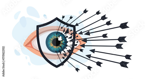 Eye Protection Shield Defending Against Incoming Arrows.