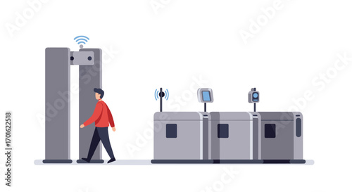 Modern security gate with facial recognition and contactless access control