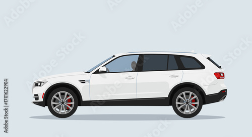 Modern white suv side profile on light background
