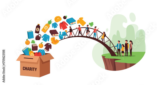 Charity bridge connecting donations to people in need.