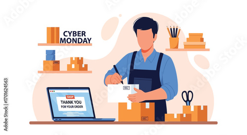 Cyber Monday online store fulfillment and shipping process.