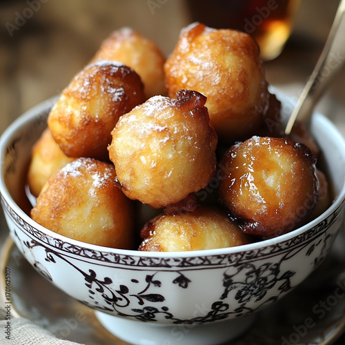 Wallpaper Mural A delicious bowl of traditional sweet, golden-brown fried dough balls glistening in a light honey syrup. Torontodigital.ca