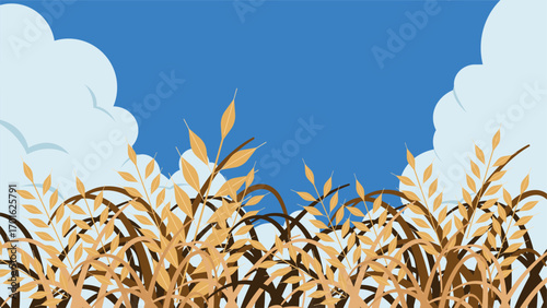 Wheat field flat illustration
