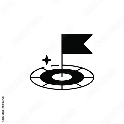 Goal Flag Icon Vector Target Mark Success Aim Flag Minimalist Graphic Design Asset Ideal for Branding Marketing Strategy Visuals