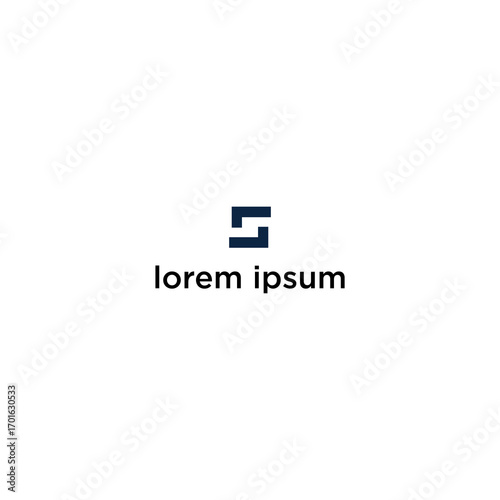 A minimalist logo design featuring a stylized letter "S" and the placeholder text "lorem ipsum" on a white background.