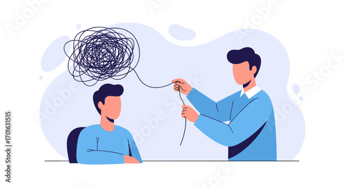 Therapist helping patient untangle mental health issues.