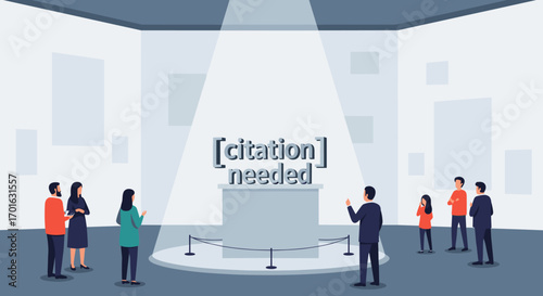 People in museum looking at display needing citation.