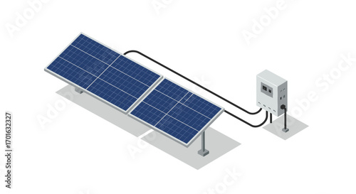 Isometric solar panel with charging station for sustainable energy solutions