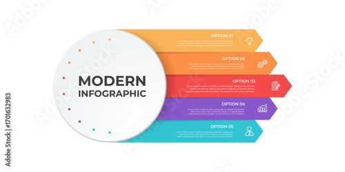 five section infographic diagram template