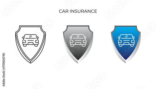 An icon depicting a car within a shield, symbolizing protection and security.