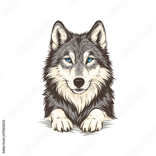 Majestic Wolf Portrait A Detailed Illustration
