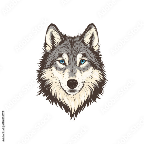 Majestic Wolf Portrait A Detailed Illustration