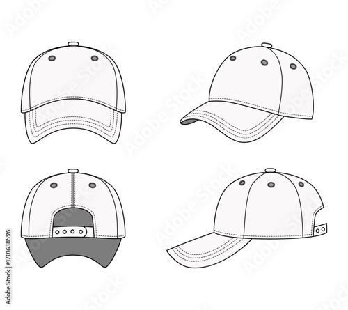 white caps set for mockup