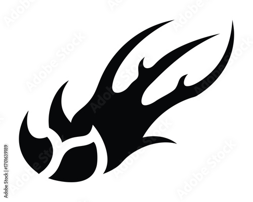 A tribal tattoo design of a black and white animal vector illustration with a bull and a deer silhouette