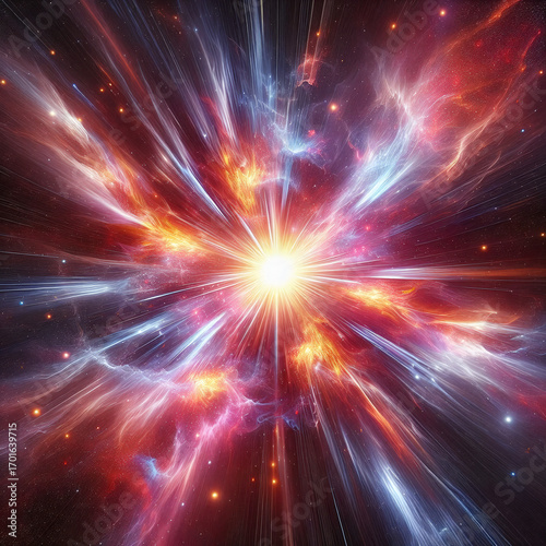 Spectacular supernova explosion with vibrant colors and cosmic elements for space-themed designs
