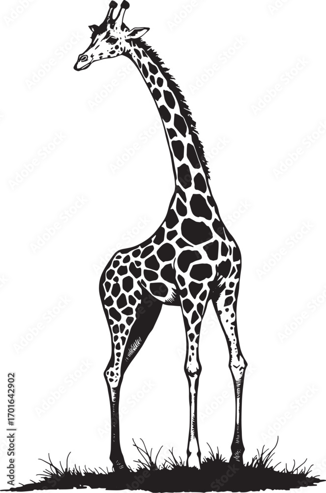 Naklejka premium Giraffe illustration. Hand drawn vector illustration