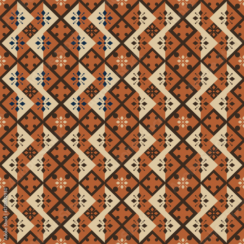 Ethnic Aztec seamless in copper orange and bronze