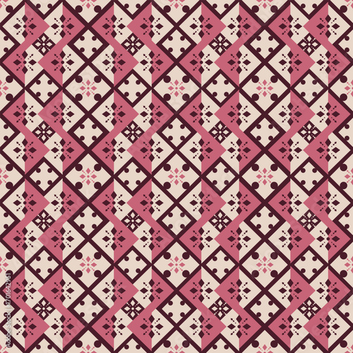 Aztec geometric seamless in rosewood and garnet tones