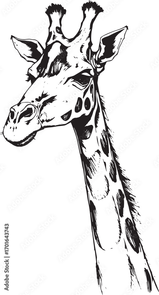 Naklejka premium Giraffe illustration. Hand drawn vector illustration