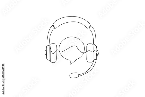 Single continuous line drawing customer support symbol. Working helping customers via phone. Helping from a distance. Job. International Customer Support Day. One line design vector illustration