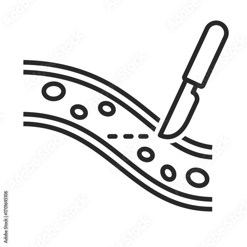 Blood vessel surgery line icon vector for medical and healthcare clip art.