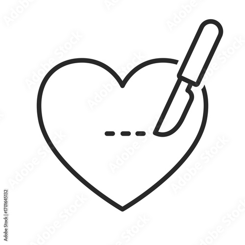 Heart surgery line icon vector for medical and healthcare clip art.