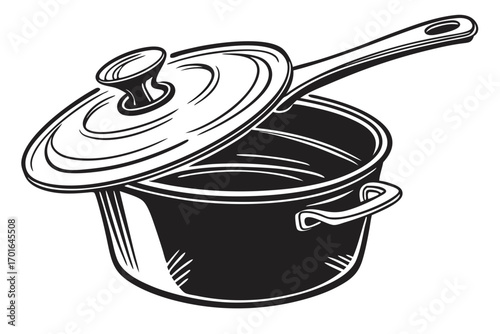 Black and White Cooking Pot with Lid.