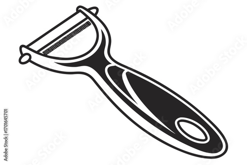 Black and White Vegetable Peeler Icon.