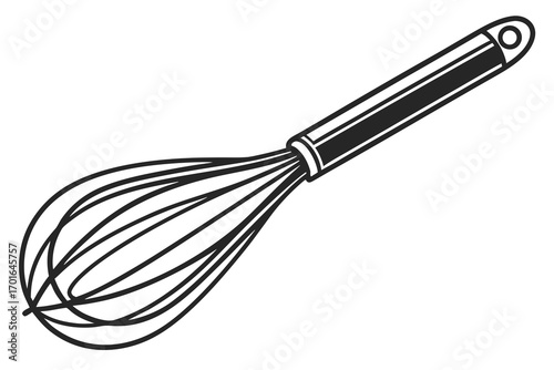 Black and White Whisk Kitchen Utensil.