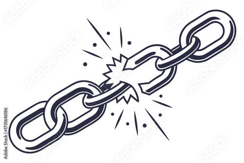 Broken Chain Link Symbolizing Freedom and Strength.