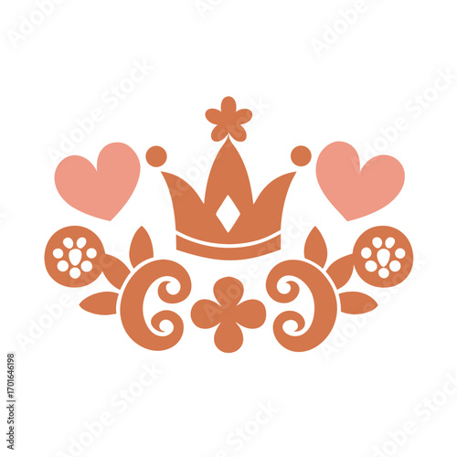 Vintage Page Decor Set with Crowns, Arrows and Elegant Floral Ornaments
