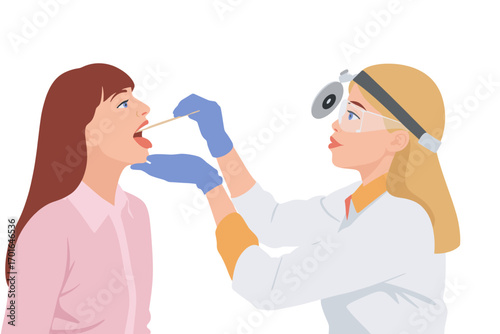 Female Doctor Conducting Throat Examination on Young Female Patient in Clinic – Healthcare Checkup and Medical Consultation Concept